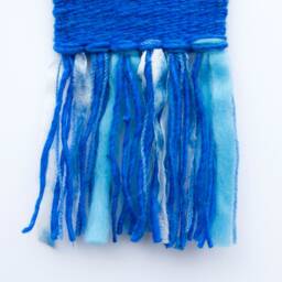 Mini Sun Woven Wall Hanging, Weaving, Tapestry, Yellow, Blue, Needle Felting, Small, Nursery Decor, Boho, Modern, Wool, Textile, Fiber - thumbnail 3
