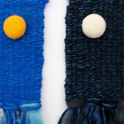 Mini Sun Woven Wall Hanging, Weaving, Tapestry, Yellow, Blue, Needle Felting, Small, Nursery Decor, Boho, Modern, Wool, Textile, Fiber - thumbnail 4