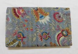 Floral Kantha Quilt Bedspread Reversible Indian Cotton Throw - thumbnail 1