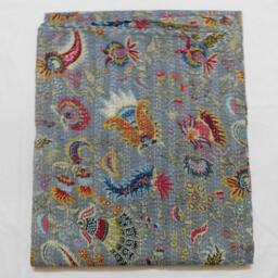 Floral Kantha Quilt Bedspread Reversible Indian Cotton Throw - thumbnail 4