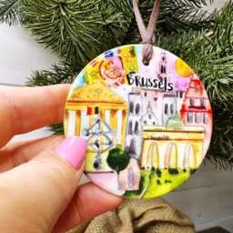 Brussels Belgium Europe Little Landmark Ceramic Hanging Decoration Christmas - thumbnail 3