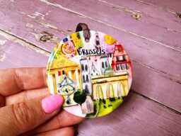 Brussels Belgium Europe Little Landmark Ceramic Hanging Decoration Christmas - thumbnail 1