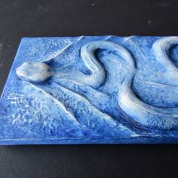 Swimming Sensuous Snake Decorative Wall Sculpture Art Tile - thumbnail 3
