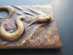 Swimming Sensuous Snake Decorative Wall Sculpture Art Tile - thumbnail 1