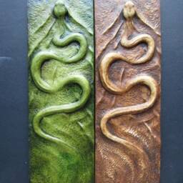 Swimming Sensuous Snake Decorative Wall Sculpture Art Tile - thumbnail 4
