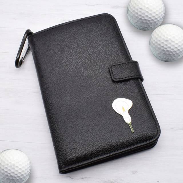 Arum Lily Flower Design - Personalised Leatherette Golf Organiser Complete With Divot Repairer, Marker, Tees, Scorecard & Pencils - image 1