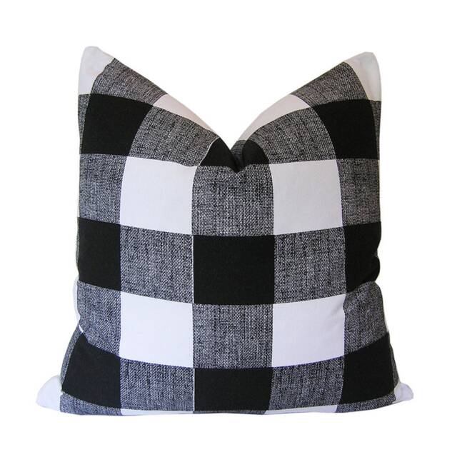Outdoor Pillows Covers - Buffalo Check Plaid Custom Black Red Blue Gray All Sizes 16x16 18x18 Throw Toss Accent Pillow Home Coastal - image 1