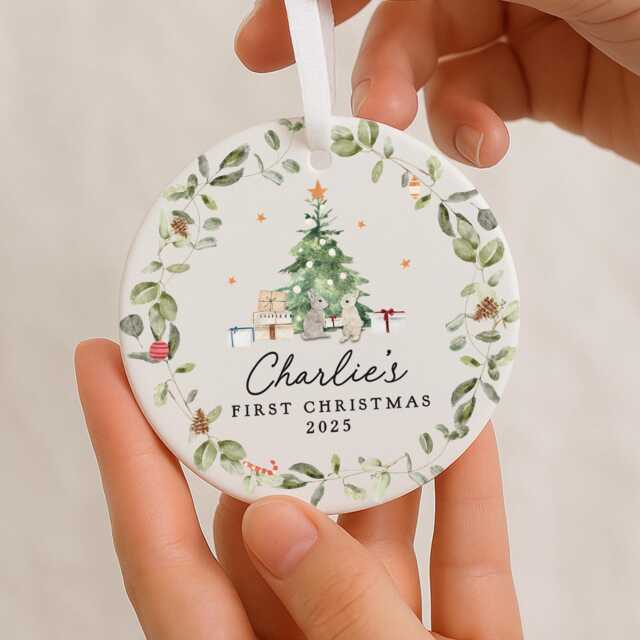 Personalised First Christmas Decoration, Baby's 1st Rabbit New Baby Gift, Bauble, Bunny - image 1