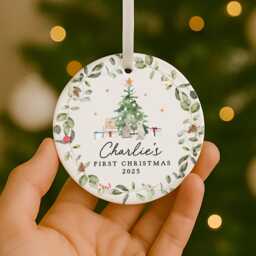 Personalised First Christmas Decoration, Baby's 1st Rabbit New Baby Gift, Bauble, Bunny - thumbnail 2