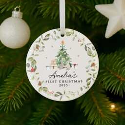 Personalised First Christmas Decoration, Baby's 1st Rabbit New Baby Gift, Bauble, Bunny - thumbnail 3