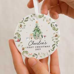 Personalised First Christmas Decoration, Baby's 1st Rabbit New Baby Gift, Bauble, Bunny - thumbnail 1