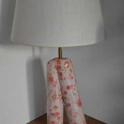 Handmade Ceramic/stoneware Lamp. Glazed in White & Pink Crystal - thumbnail 3