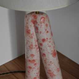 Handmade Ceramic/stoneware Lamp. Glazed in White & Pink Crystal - thumbnail 4