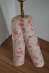 Handmade Ceramic/stoneware Lamp. Glazed in White & Pink Crystal