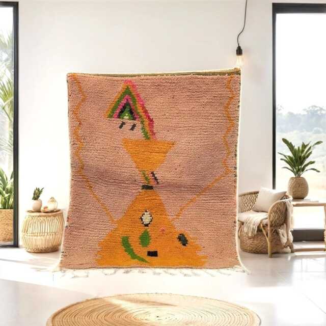 Handmade Berber Wool Rug Moroccan Beni Ourain Style - image 1