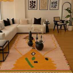 Handmade Berber Wool Rug Moroccan Beni Ourain Style - thumbnail 2