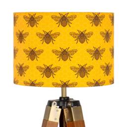 Yellow Bee Lampshade Drum 25cm 30cm 35cm 40cm 45cm Retro Bees Beekeeper Manchester, Mancunian North West Ceiling Lamp Shade Pendant