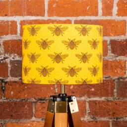 Yellow Bee Lampshade Drum 25cm 30cm 35cm 40cm 45cm Retro Bees Beekeeper Manchester, Mancunian North West Ceiling Lamp Shade Pendant - thumbnail 2