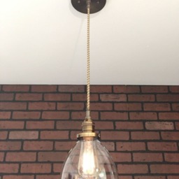 "Industrial Pendant Light -Antique Brass 6"" Clear Glass Cone Shade with Patented ""Huila Connectors" - thumbnail 2