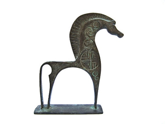 Greek Bronze Decorative Geometric Horse - image 1