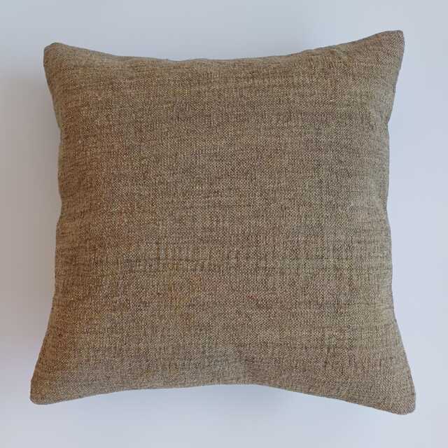 Handmade Cushion Cover, Textured Brown Turkish Rug Decorative Throw Pillow, Kilim 16''x16''/40x40 cm - image 1