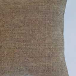 Handmade Cushion Cover, Textured Brown Turkish Rug Decorative Throw Pillow, Kilim 16''x16''/40x40 cm - thumbnail 2