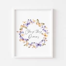 Butterfly Print Watercolour Motivational Art, Bedroom Decor - Unframed - thumbnail 1