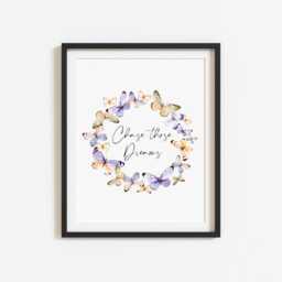 Butterfly Print Watercolour Motivational Art, Bedroom Decor - Unframed - thumbnail 2