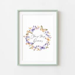 Butterfly Print Watercolour Motivational Art, Bedroom Decor - Unframed - thumbnail 3