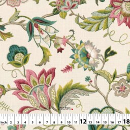 Brissac 4 Colors Jacobean Floral Flower Augustine Beige Linen Blend Curtain, Valance Pleated, Lined Drapery Panel Offered As Upgrades - thumbnail 3
