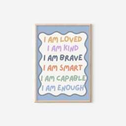 Childrens Affirmation Wall Print For Bedroom Or Nursery, I Am Loved Kind Enough - thumbnail 2
