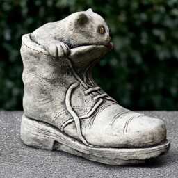 Concrete Kitten in Boot Statue Stone Cat Sculpture Outdoor Kitty Figurine Memorial Pet Decor Handmade Animal Cat Lover Gift - thumbnail 2