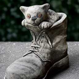Concrete Kitten in Boot Statue Stone Cat Sculpture Outdoor Kitty Figurine Memorial Pet Decor Handmade Animal Cat Lover Gift - thumbnail 4