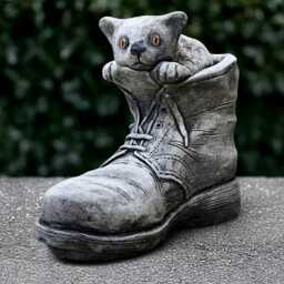 Concrete Kitten in Boot Statue Stone Cat Sculpture Outdoor Kitty Figurine Memorial Pet Decor Handmade Animal Cat Lover Gift - thumbnail 1