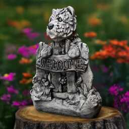 Yorkie Statue With Welcome Sign Concrete Yorkshire Terrier Figure Outdoor Puppy Memorial Stone Pet For Garden Decor Sculpture Dog Lover Gift - thumbnail 2