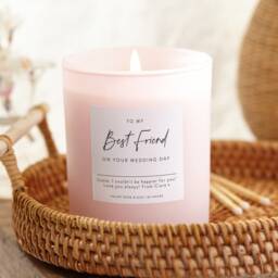 Personalized Wedding Gift For Best Friend, Scented Pink Candle - thumbnail 1