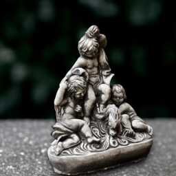 Concrete Angels Sculpture Stone Kids Figurine Outdoor Children Decoration Handmade Statue Memorial Ornament Children Lover Gift - thumbnail 2