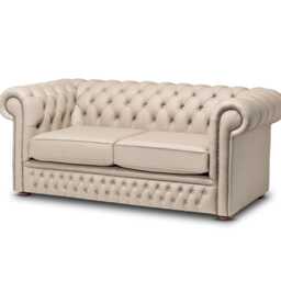 Chesterfield Two Seater Birch Taupe Leather - thumbnail 3