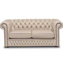Chesterfield Two Seater Birch Taupe Leather - thumbnail 2