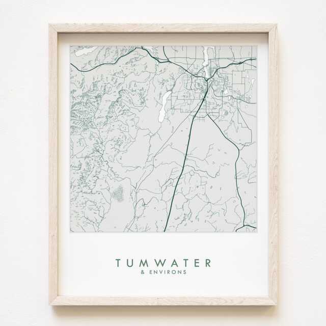 Tumwater South Olympia Map Hand Drawn Topographic Washington Drawing - Art Print Home Gift Mima Mounds Millersylvania Black Lake - image 1