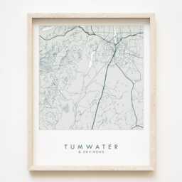 Tumwater South Olympia Map Hand Drawn Topographic Washington Drawing - Art Print Home Gift Mima Mounds Millersylvania Black Lake - thumbnail 1
