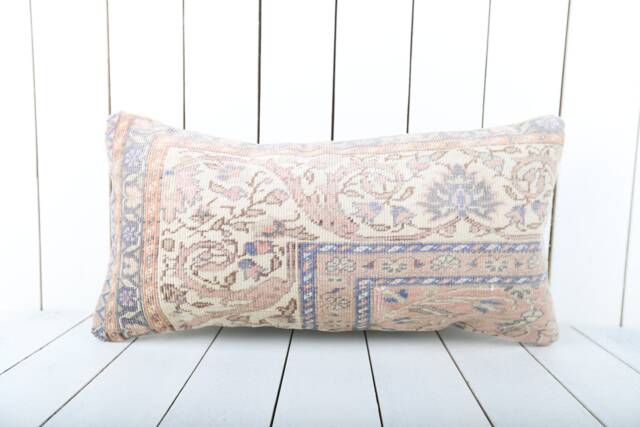 Vintage Turkish Kilim Lumbar Pillow Cover - 12x24 Inch - image 1