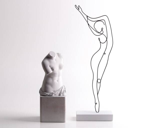 Handmade Wire Sculpture Abstract Ballet Dancer Art Decor