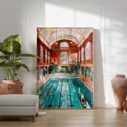 Swimming Pool Wall Art, London Print, Art Poster, Gift, Summer Sport Posters - thumbnail 3
