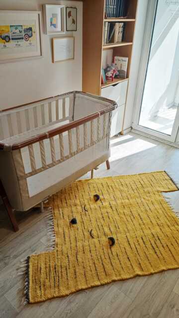 Nursery Wool Rug, Handmade Rug For Kids, Hand-Knitted Tiger Design Soft, Cozy & Durable Kids Room Floor Decor - image 1