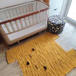 Nursery Wool Rug, Handmade Rug For Kids, Hand-Knitted Tiger Design Soft, Cozy & Durable Kids Room Floor Decor - thumbnail 3