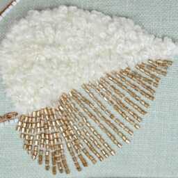 Light Blue Embroidered Pillow Cover, Gold Leaf Accents & Tassels - Bmcc293 - thumbnail 3