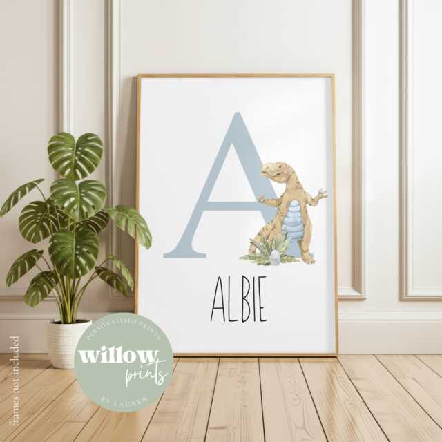 Dinosaur Personalised Name Print - Room Prints Playroom Bedroom Jurassic Park Inspired Prints - image 1