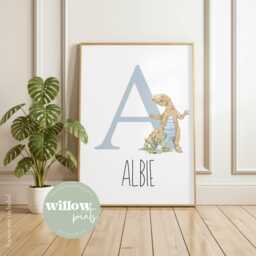Dinosaur Personalised Name Print - Room Prints Playroom Bedroom Jurassic Park Inspired Prints - thumbnail 1
