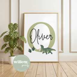 Dinosaur Personalised Name Print - Room Prints Playroom Bedroom Jurassic Park Inspired Prints - thumbnail 2